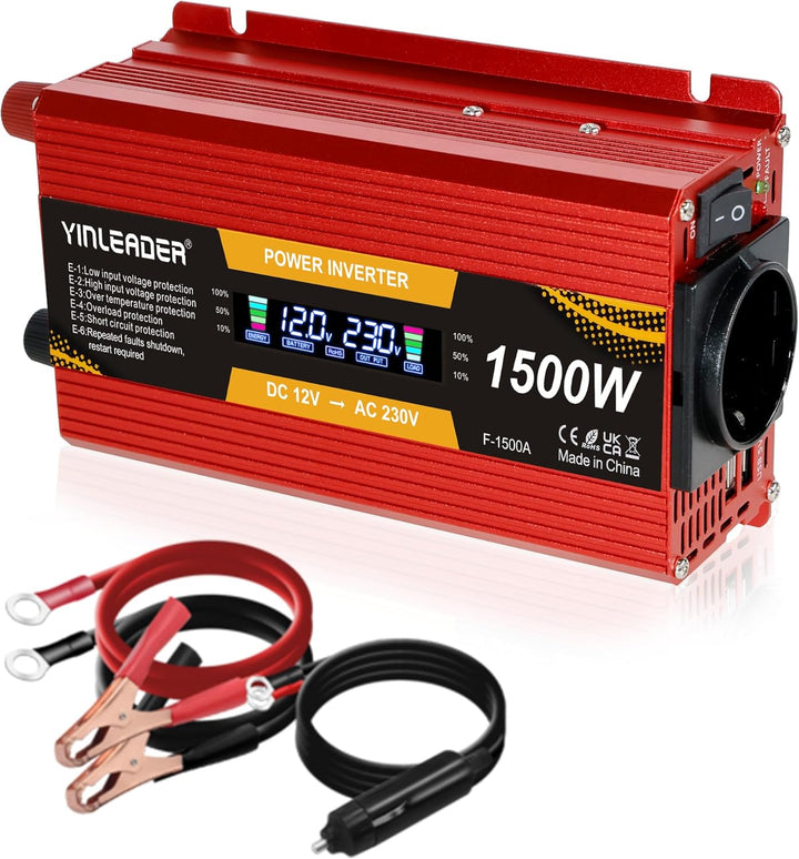 Spannungswandler 750 W/1500 W 12 V 220 V Konverter 12 V 230 V LCD 2 USB Spannungswandler 12 V 220 V,