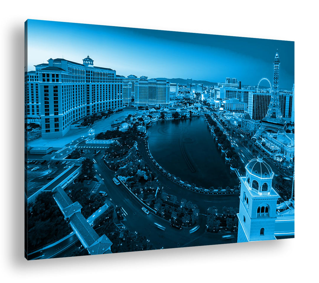 deyoli Caesars Palace in Las Vegas Format 80x60 Effekt: Monocrome Blau als Leinwandbild, Motiv ferti