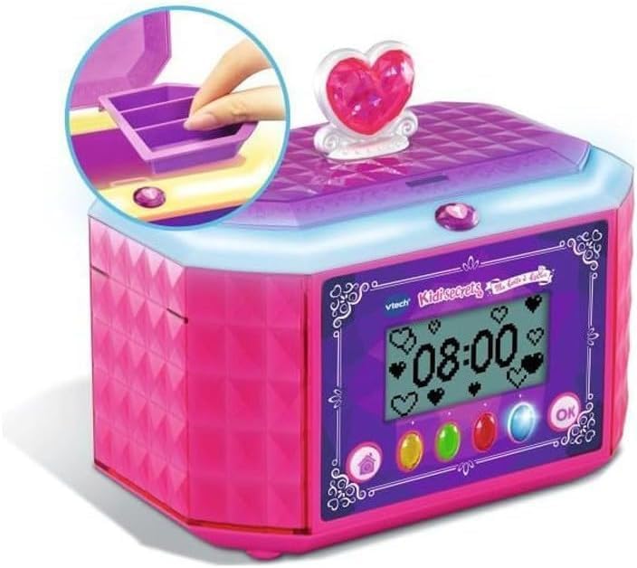 VTech - KidiSecrets, Meine Schmuckschatulle in Rosa, 8 in 1 mit Code, Lautsprecher, 9 Spiele, elektr