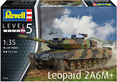 Revell Modellbausatz I Leopard 2 A6M+ I Detailreicher Level 5 Panzerbausatz I 250 Teile I Massstab 1