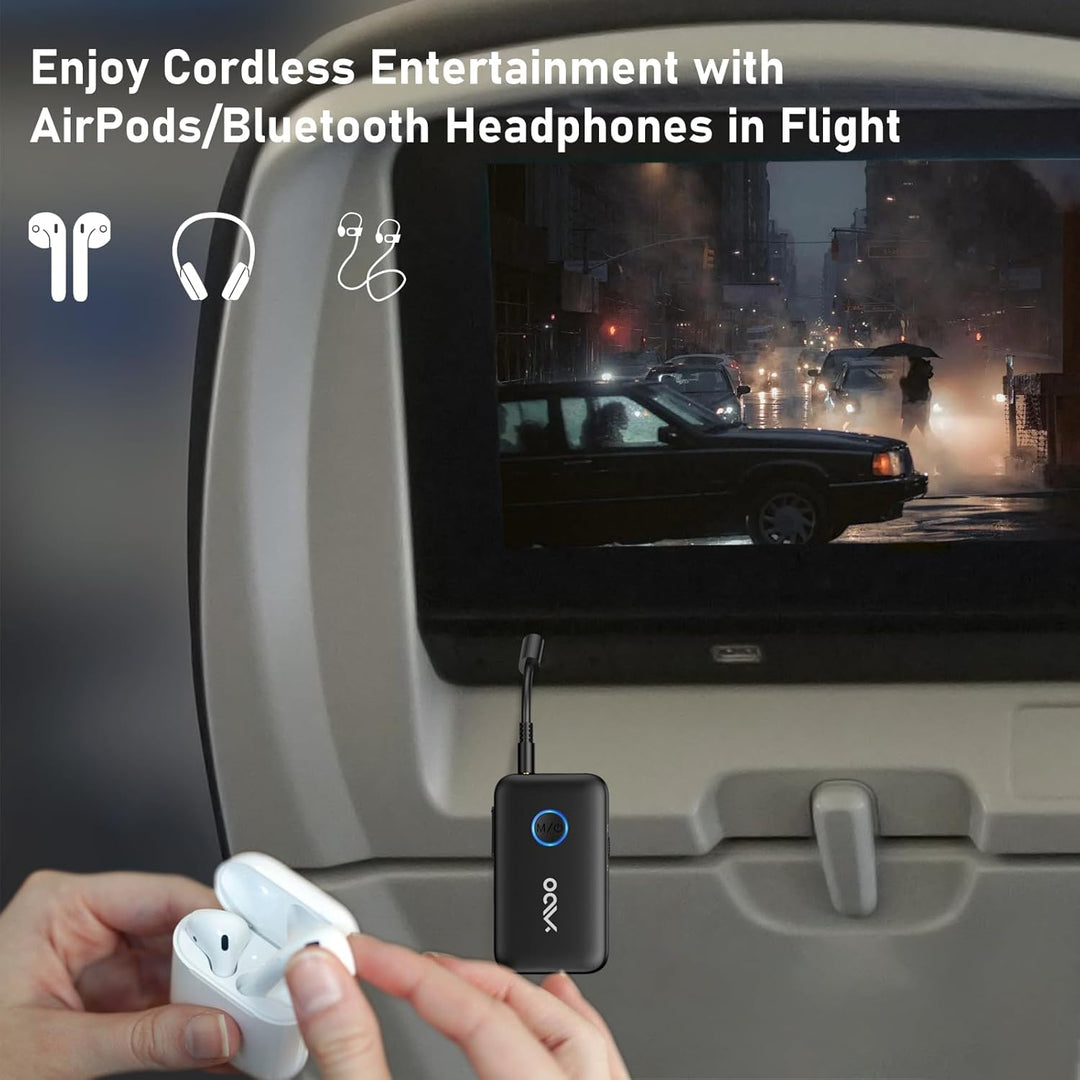 YMOO Bluetooth 5.3 Adapter für Bluetooth-Kopfhörer/Lautsprecher/Flugzeuge,Dual-Link Aptx Low Latency