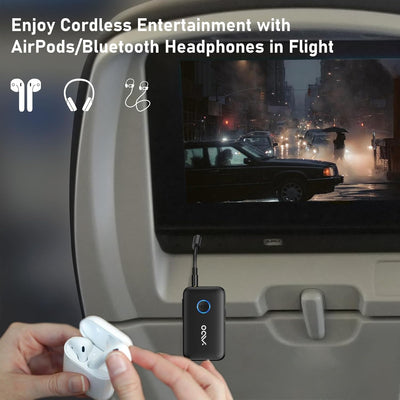 YMOO Bluetooth 5.3 Adapter für Bluetooth-Kopfhörer/Lautsprecher/Flugzeuge,Dual-Link Aptx Low Latency