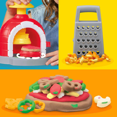 Play-Doh Kitchen Creations Pizzabäckerei Spielset mit 6 Dosen 8 Accessoires Pizzabäckerei Einzelbett