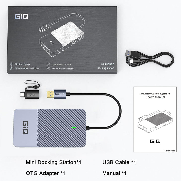 USB Docking Station Giq USB C Hub USB 3.0 to Dual HDMI VGA Adapter Triple Display Laptop Monitors Co