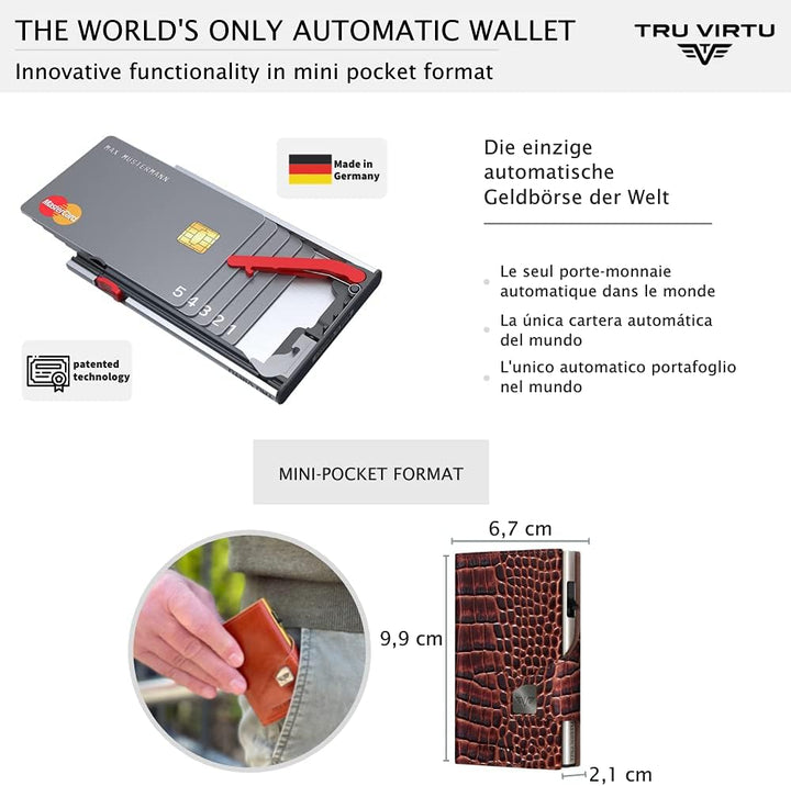 Tru Virtu® Karten-Portemonnaie Click & Slide I Kreditkartenetui I Kartenetui-RFID-NFC-Schutz I Geldb