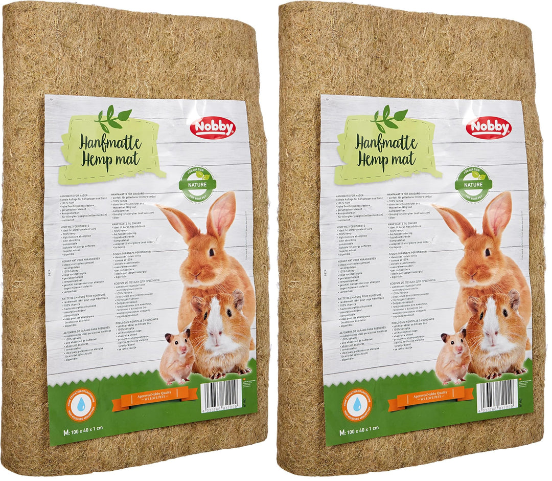 Nobby Hanfmatte für Hamster Nager, 100 x 40 x 1 cm, 1 Stück (Packung mit 2) braun L 100 x B 40 x H 1