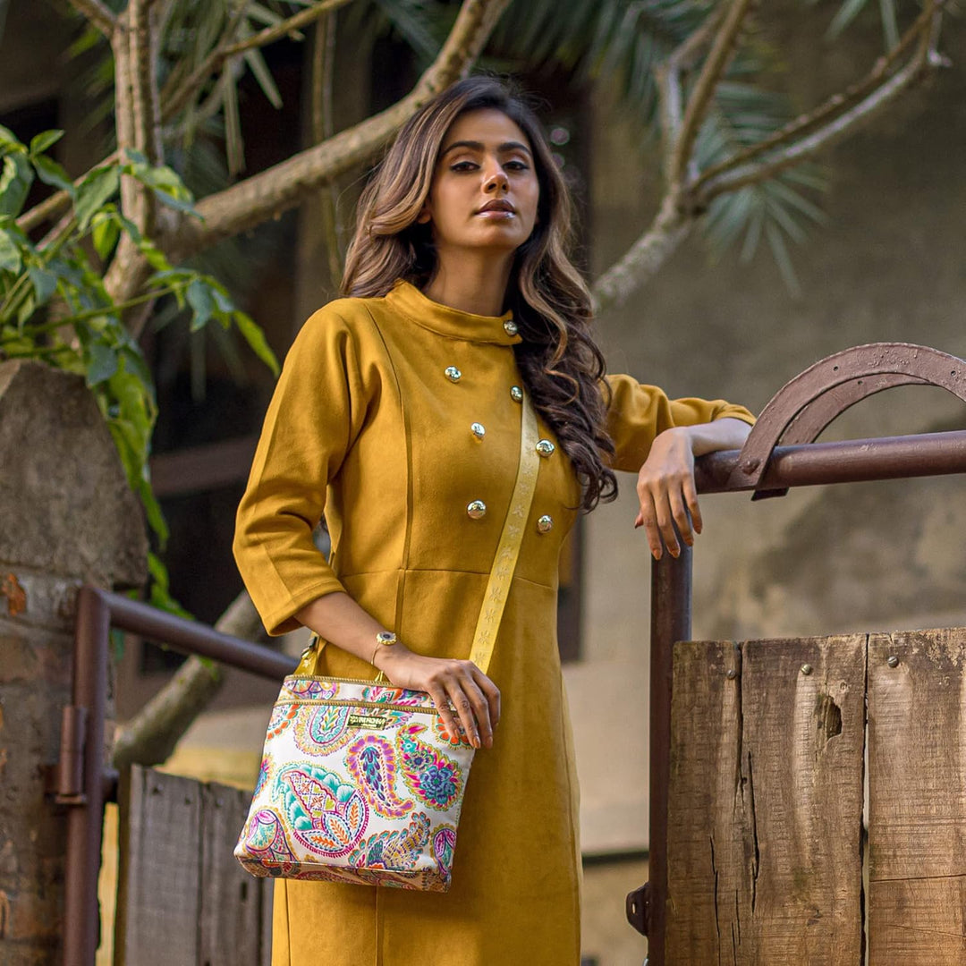Anuschka Crossbody Tasche mit Einsteckfach - Wanderlust Kollektion - Nylonstoff mit Leder Trim und K