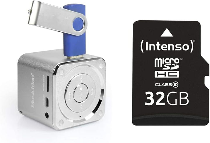 MusicMan Mini Soundstation (MP3 Player, Stereo Lautsprecher, Line In Funktion, SD/microSD Kartenslot