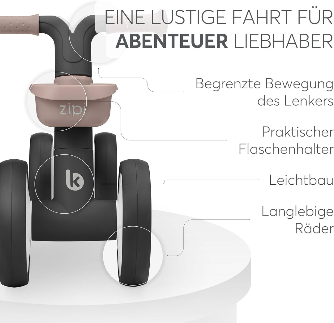 KikkaBoo ZIPI Fahrrad Ohne Pedale, Laufrad mit Korb, Einstellbar, Kinderspielzeug, Baby-Geschenk Sch