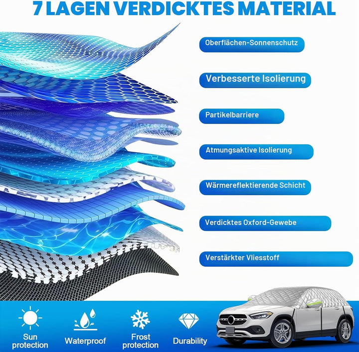 Halbgarage für Mercedes-Benz GLA 2014-2023, Halbe Autoabdeckung Winter Sommer, Abdeckplane Auto Schu