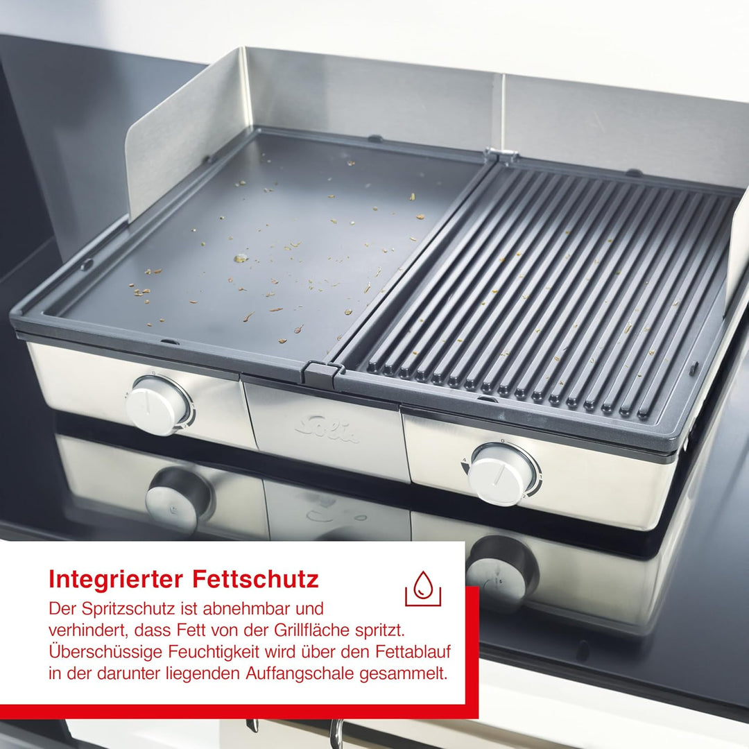 Solis Deli Grill 7951 - Elektrogrill - Grill Inklusive Spritzschutz und 2 Spachteln - Tischgrill Ele