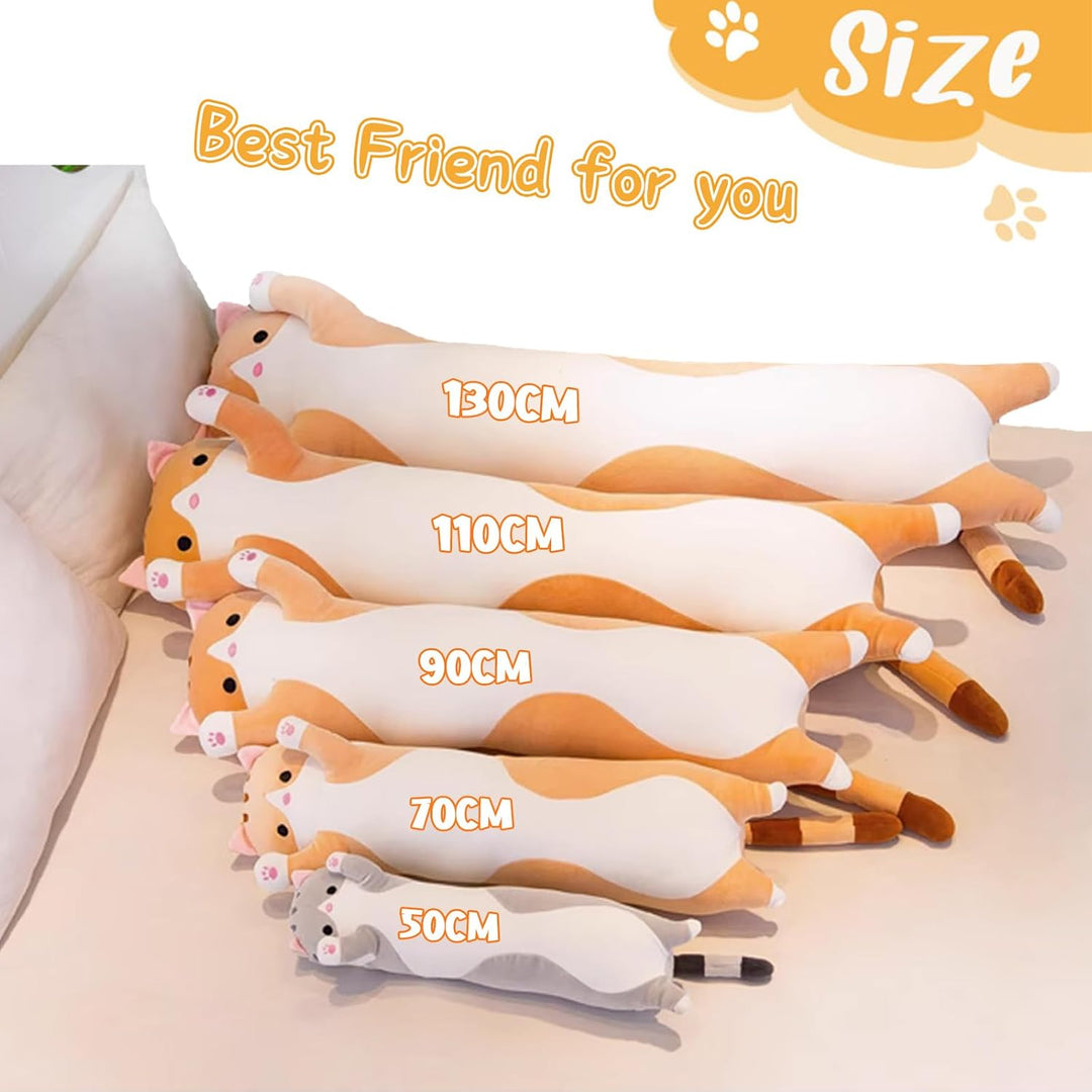 Bobomon Katze Kuscheltier stofftier Katze langes Kissen riesen XXL Kawaii gross plüschtier plüschkat