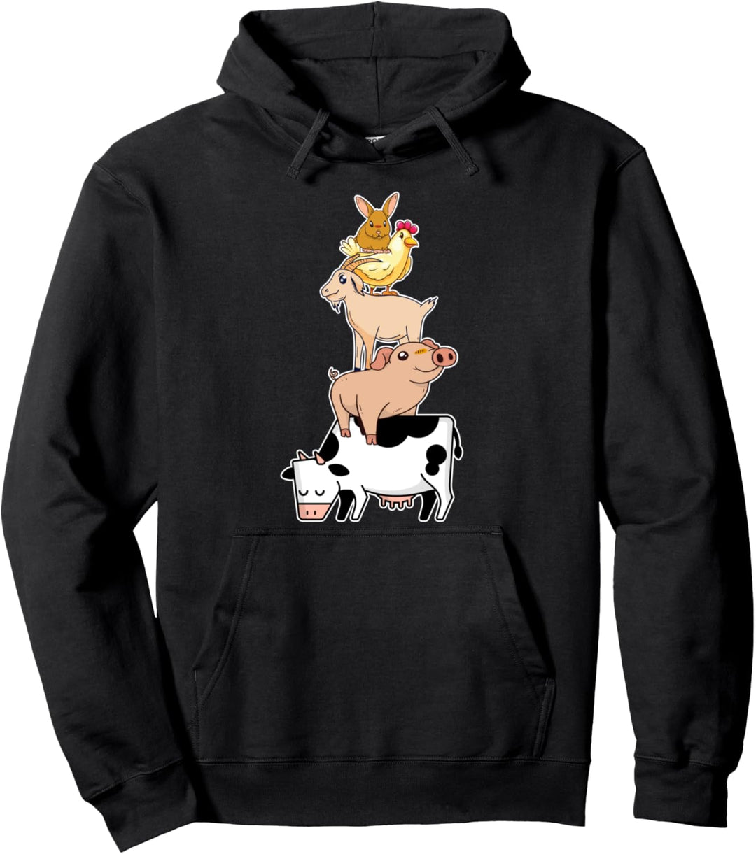 Cute Farming Animals - Vegan - Vegetarian - Be Kind - Sweet Pullover Hoodie
