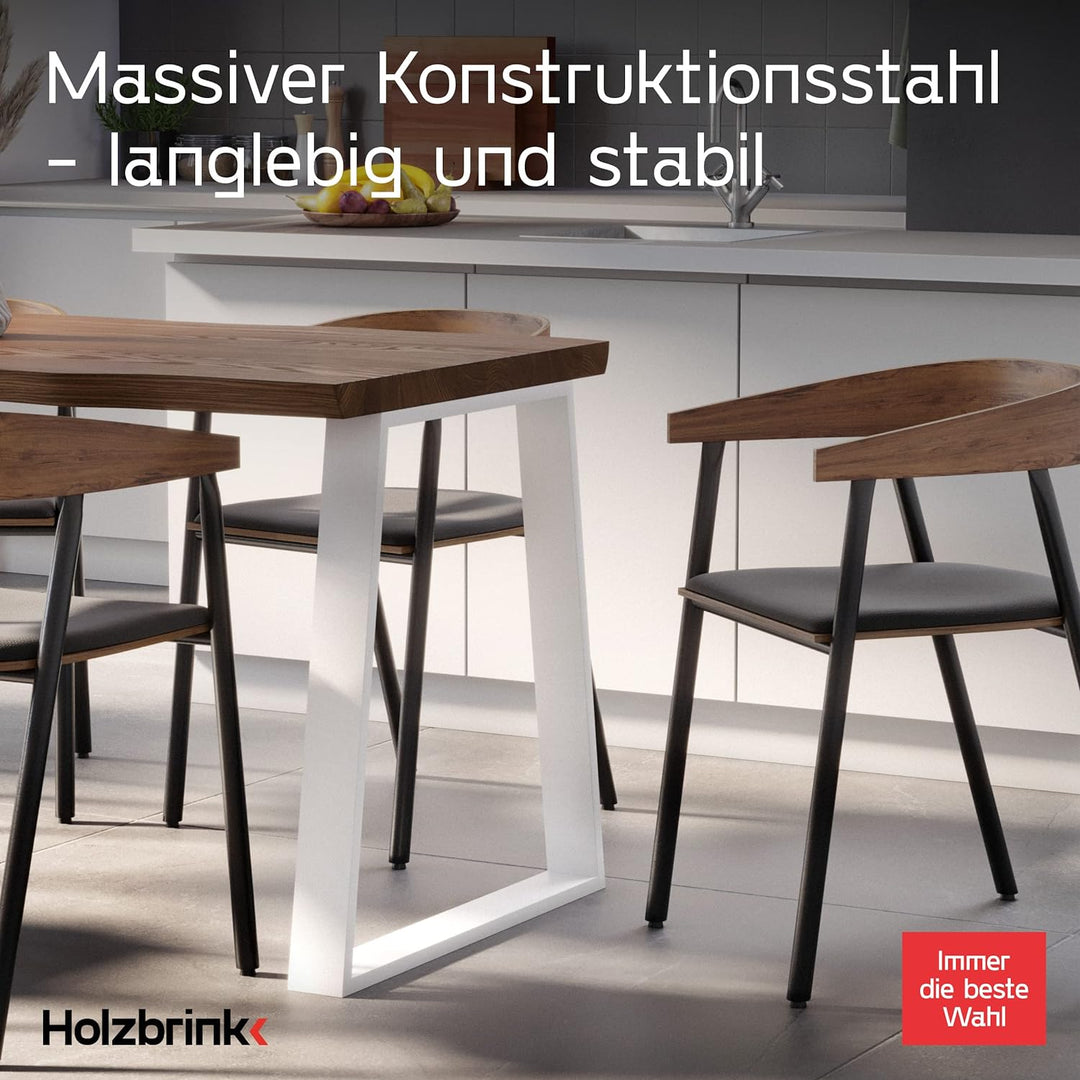 HOLZBRINK Tischbeine Trapez für Esstisch/Schreibtisch, 50/70x72cm, Verkehersweiss, 1 Stück, HLT-20-C