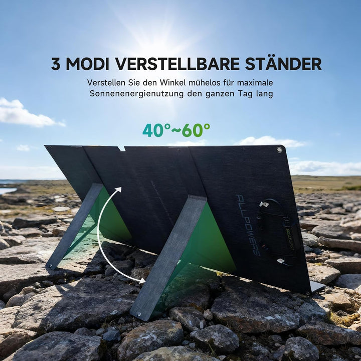 ALLPOWERS 100W Solar Panel SE100, IP68 Faltbares Solarpanel, 25% Wirkungsgrad Monokristalline Solarm