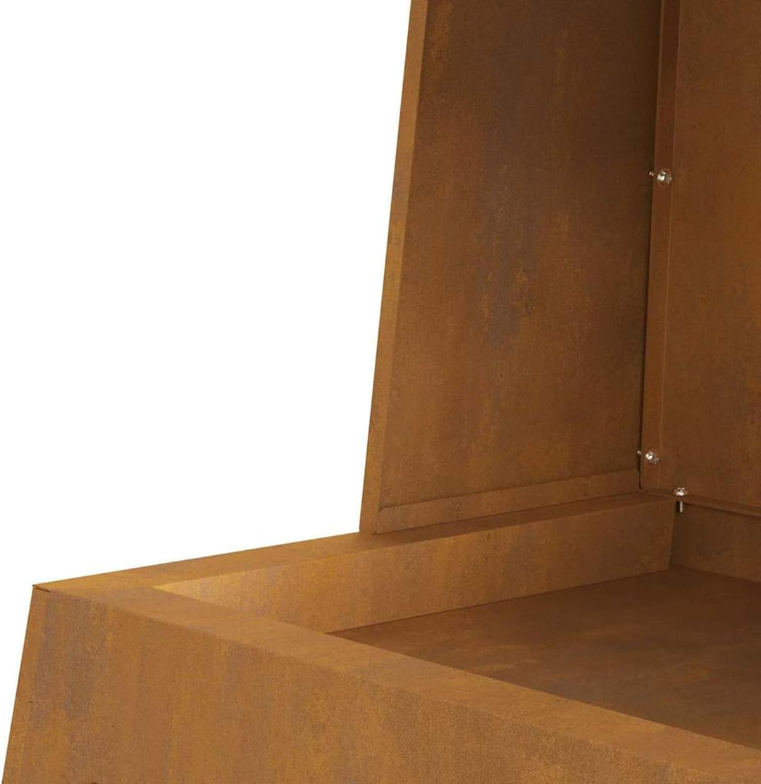 Gecheer Feuergrill, kegelförmiges Design, 60x35x100 cm, Cortenstahl, für Aussenbereich und Entspannu
