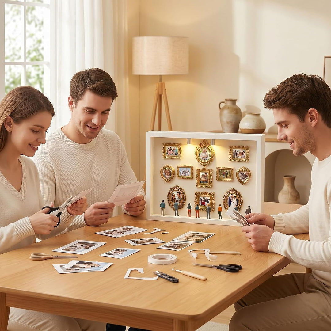 DIY Mini Museum Silhouette Box,Mini Figuren Menschen Museum, Foto Erinnerungsanzeige Set mit 11 Mini
