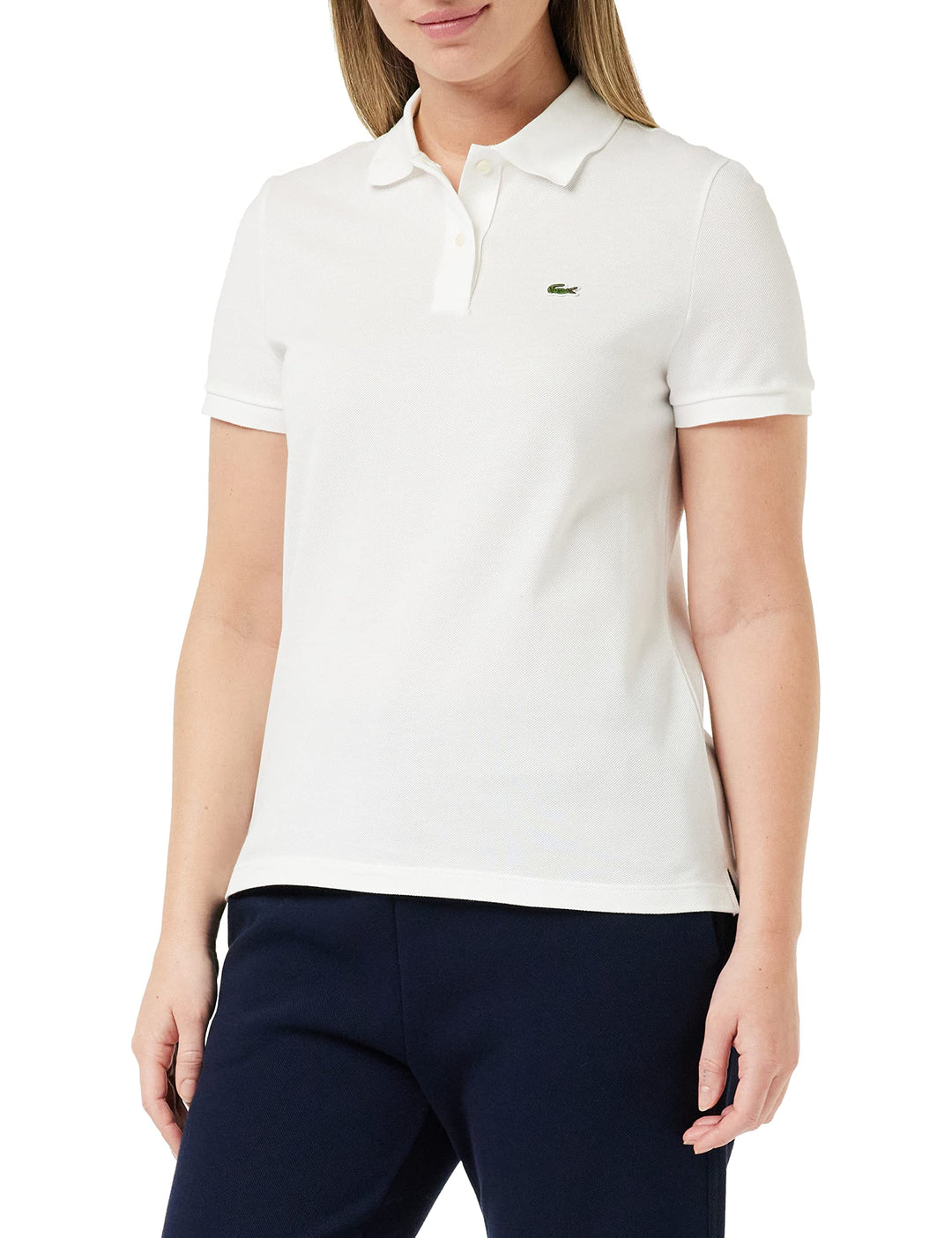 Lacoste Damen Polo-Shirt Kurzarm PF7839, Frauen Polo-Hemd,2 Knopf,Regular Fit 42 Blanc, 42 Blanc