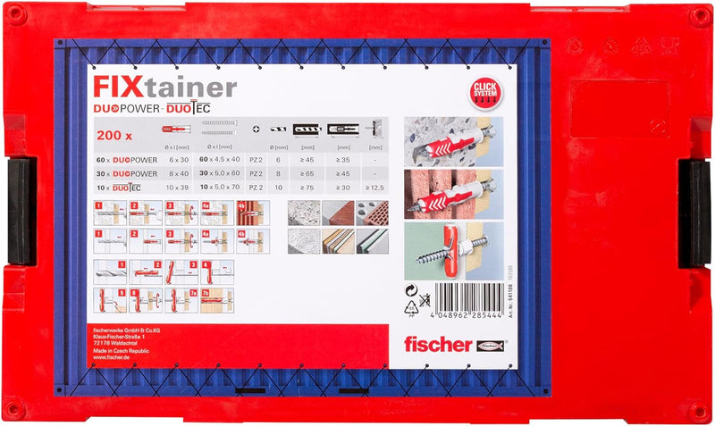 fischer 541106 FIXtainer - Die Power- und Schlauer-Box, Dübelset DUOPOWER und DUOTEC, Universaldübel