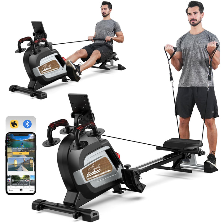 Pooboo Magnetisches Rudergerät mit Einer Tragkraft von 360 lb, klappbares Ruderer mit kombinierten K