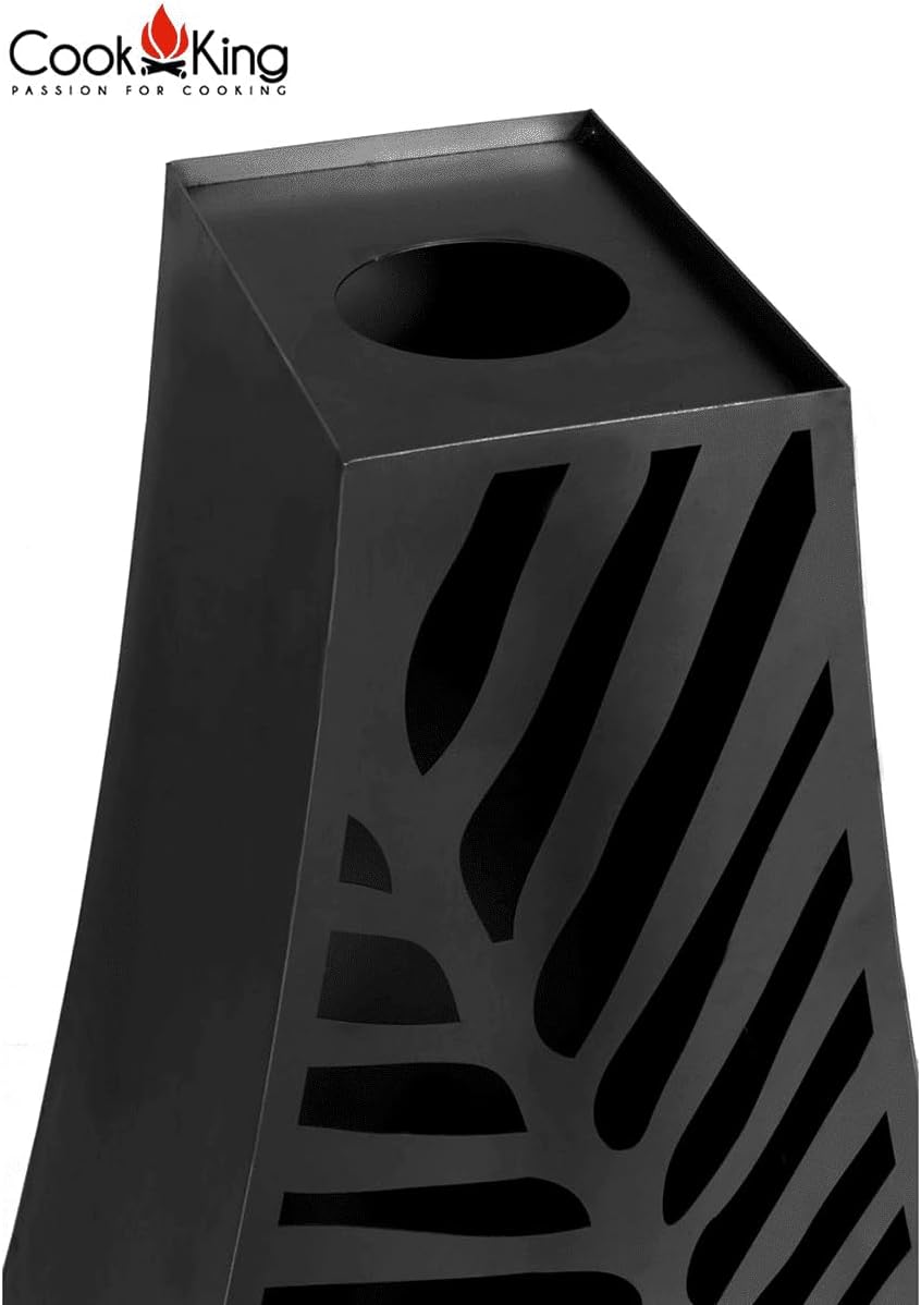 CookKing Gartenkamin Lima Schwarz - Feuertonne & Feuerstelle für entspannte Abende - Feuersäule Outd