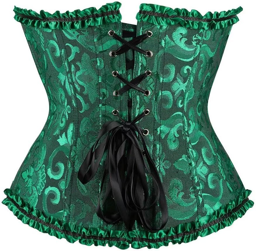 Josamogre Korsett Kleid Damen Corsage Set Bustier Korsettkleid Blumen Gothic Burlesque XS Black Gree