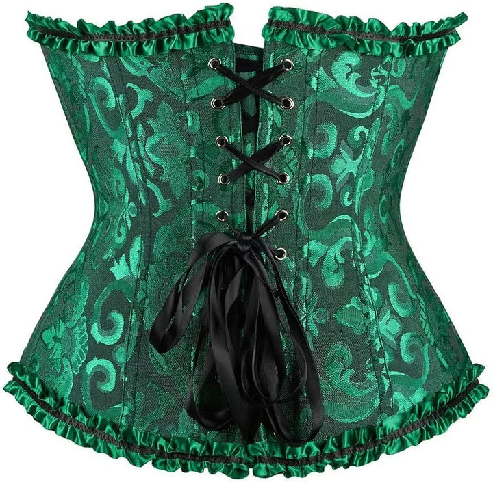 Josamogre Korsett Kleid Damen Corsage Set Bustier Korsettkleid Blumen Gothic Burlesque XS Black Gree