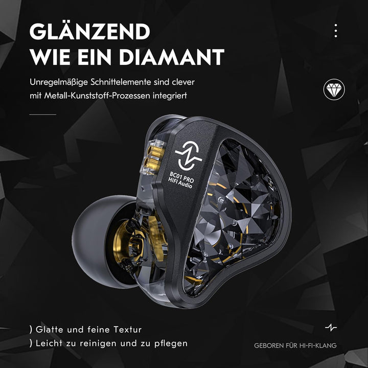Yinyoo CCZ Harmony BC01 Pro In-Ear-Kopfhörer, 1DD 1BA Hybrid-Treiber, HiFi-Kopfhörer, drei Frequenz-