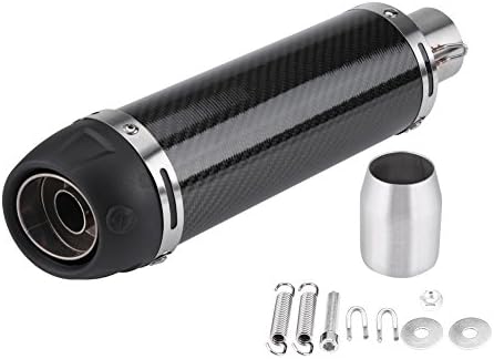 KIMISS 51mm Universal Motorrad Modifiziert Real Bright Carbon Fiber Auspuff Schalldämpfer Rohr mit D