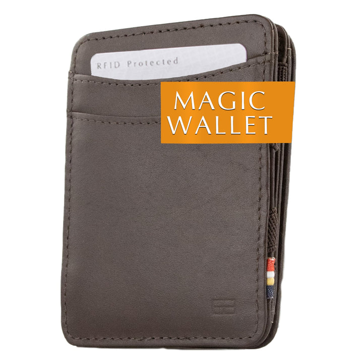Hunterson Flacher Geldbeutel Fuer Herren aus Leder, Magic Wallet mit RFID-Schutz, Geldboerse mit Kle