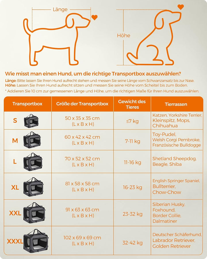 Feandrea Hundebox faltbar, Transportbox Hund, XL, Hundetasche, Oxford-Gewebe, Netzstoff, atmungsakti
