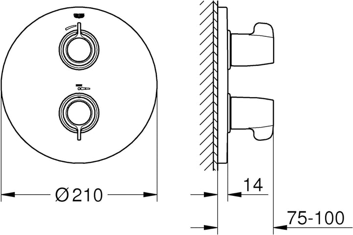 Grohe Grohtherm Special Thermostat-Brausebatterie Fertigmontageset, 1 Stück, 29094000, Silber, Braus