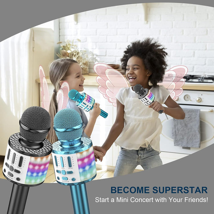Karaoke Mikrofon, LED Drahtloses Bluetooth zum Singen mit Lautsprecher, Spielzeug Kinder, Heim KTV M