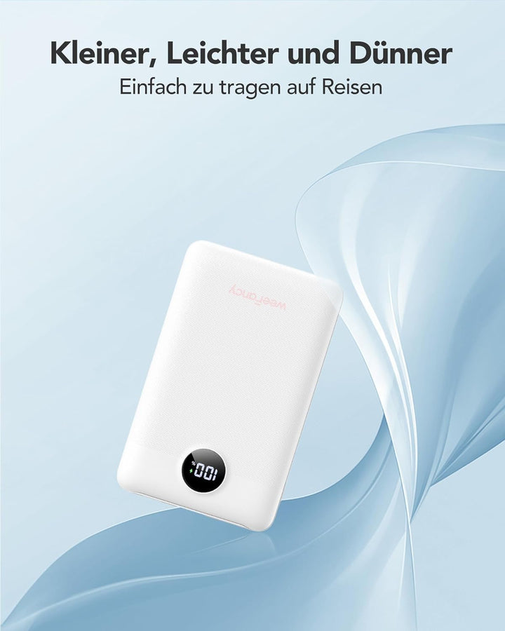 Power Bank 10000mAh Powerbank Klein Mini Powerbank mit integrierten Kabeln USB C Externe Handyakkus