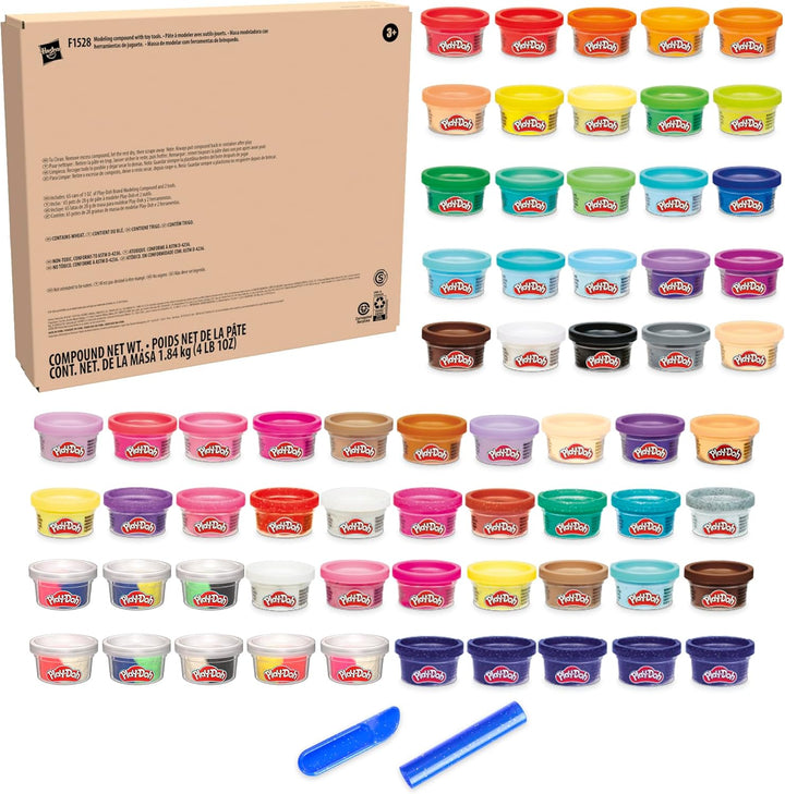 Play-Doh F1528FF2 65 Vielfalt Pack mit sortierten Knetsorten für Kinder ab 3 Jahren, 28g-Dosen, Mult