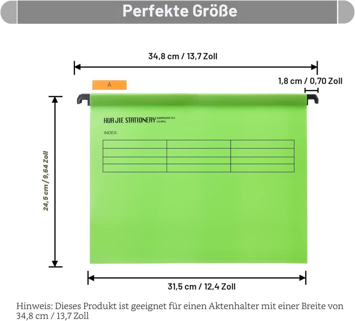 Hiziwimi 15 Stück PVC-Aktenschrank A4 Hängeregistraturen mit Tabs und Einsätzen für Büro, Schule, Sc