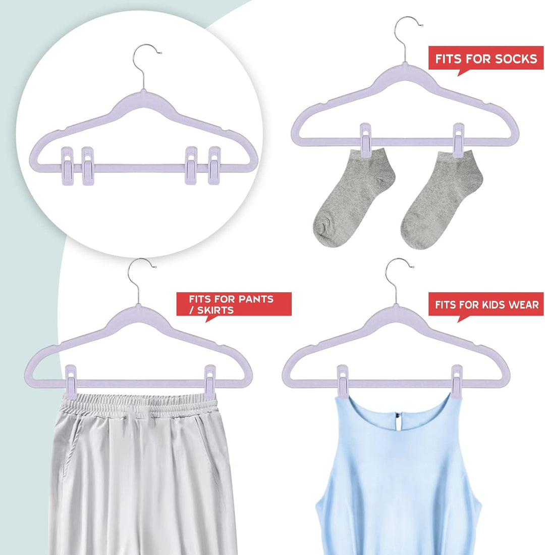 Tinfol Samt-Kleiderbügel-Clips, 24 Stück Hosenbügel, Samt-Clips, Starke beflockte Clips, perfekt für