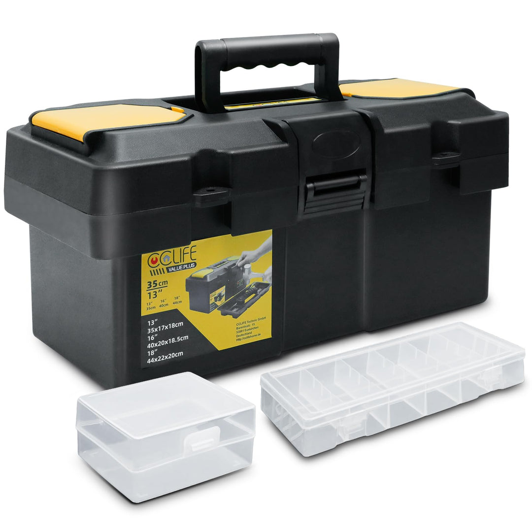 CCLIFE Werkzeugbox 13" Werkzeugkasten 35 x 17 x 18 cm Koffer mit 2 kleinen Aufbewahrungsboxen, Schne