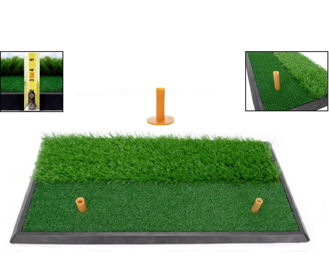 Golf 2 in 1 Abschlagmatte 60x30 cm mit Rough + Fairway inklusive Gummi Tee/Training Übung Matte/Mass