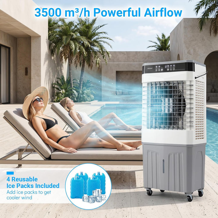 COSTWAY Luftkühler mit Wasserkühlung, mobile Klimaanlage ohne abluftschlauch leise, Kühlventilator m