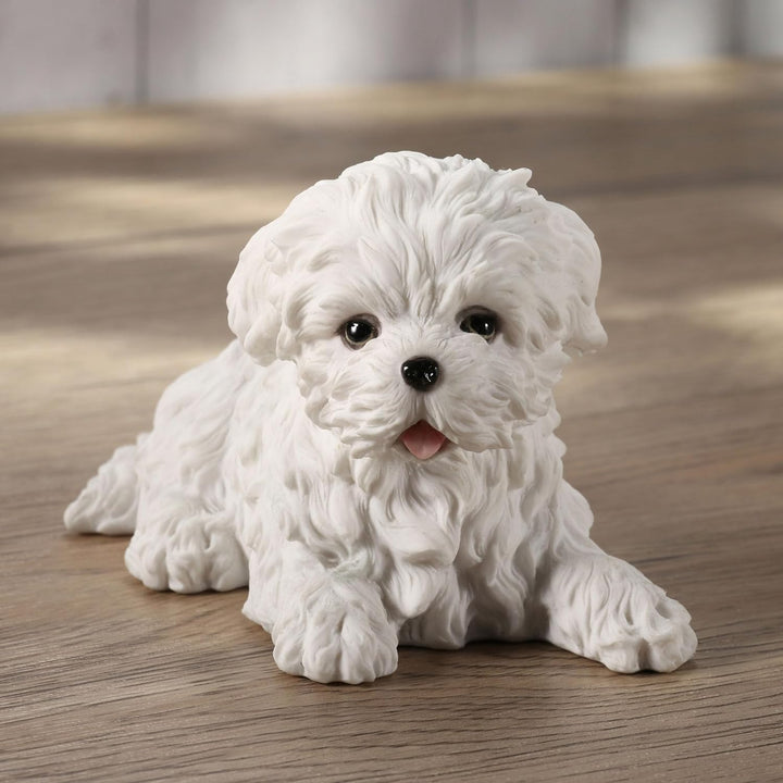 Veronese Design Malteser White Terrier Welpe Hund Tierfigur WU75404AA