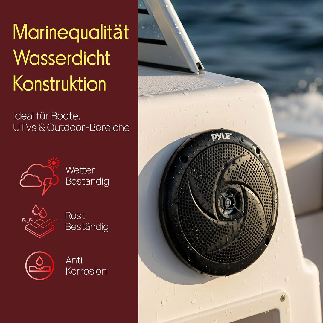 Pyle Marine Speakers - 5.25 Inch Low Profile Slim Style Waterproof Wakeboard Tower and Weather Resis