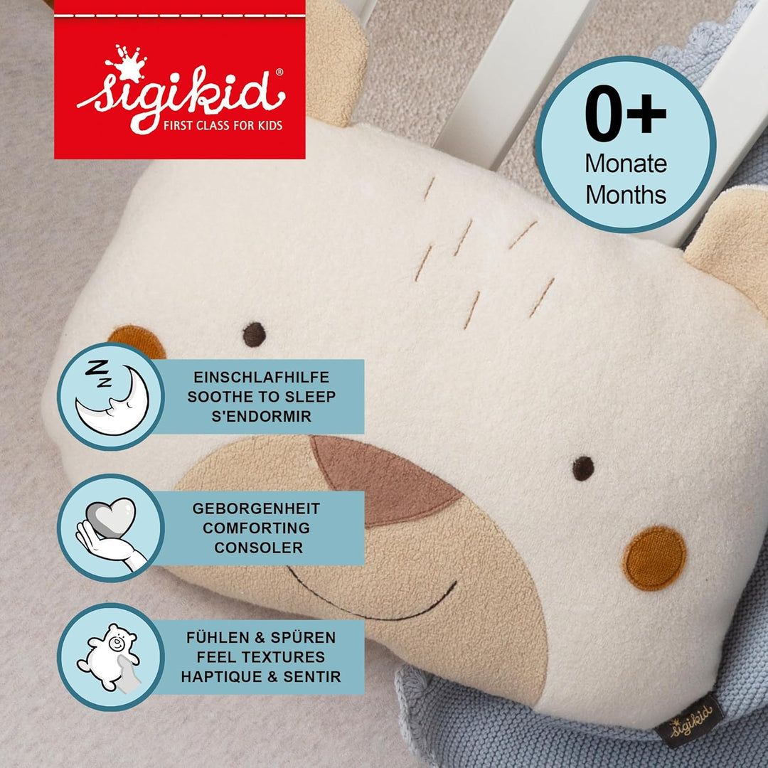 SIGIKID 39779 Kissen Bär, yellow für Mädchen und Jungen von 0 bis 36 Monaten Weiss/Bär, Weiss/Bär
