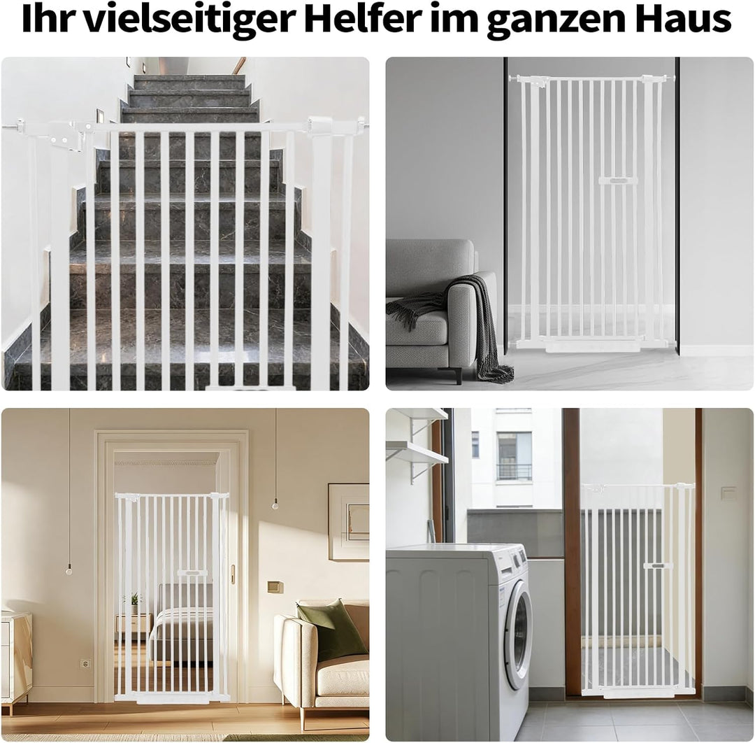 Katzengitter Tür, Schutztor Ausziehbar Haustiere Katzentiertor 150cm Haustiergitter Extra Hoch mit D
