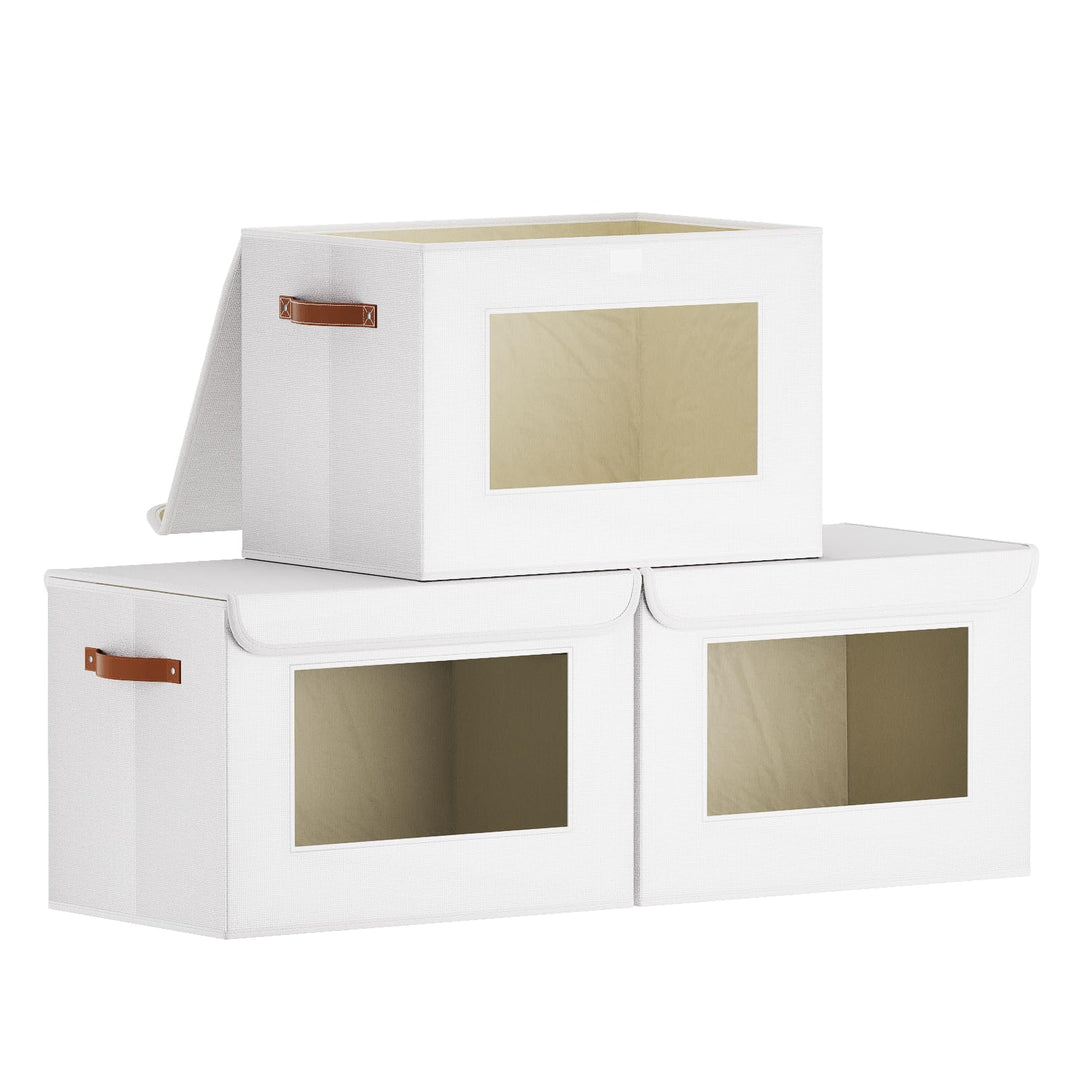 Aufbewahrungsbox mit Deckel Stoff, Schrank Organizer Kleiderschrank, Aufbewahrungsboxn mit Fenster,