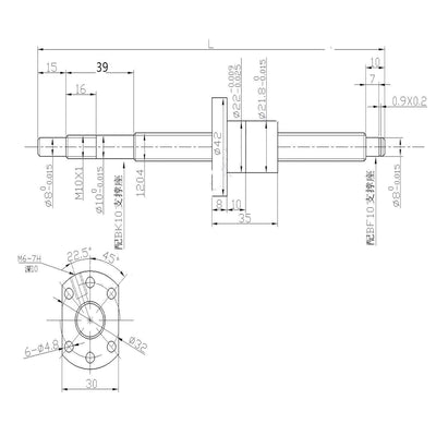 CNCYEAH SFU1204 Kugelumlaufspindel 550mm Gewindespindel Edelstahl Linearführung mit Bearbeitetem End
