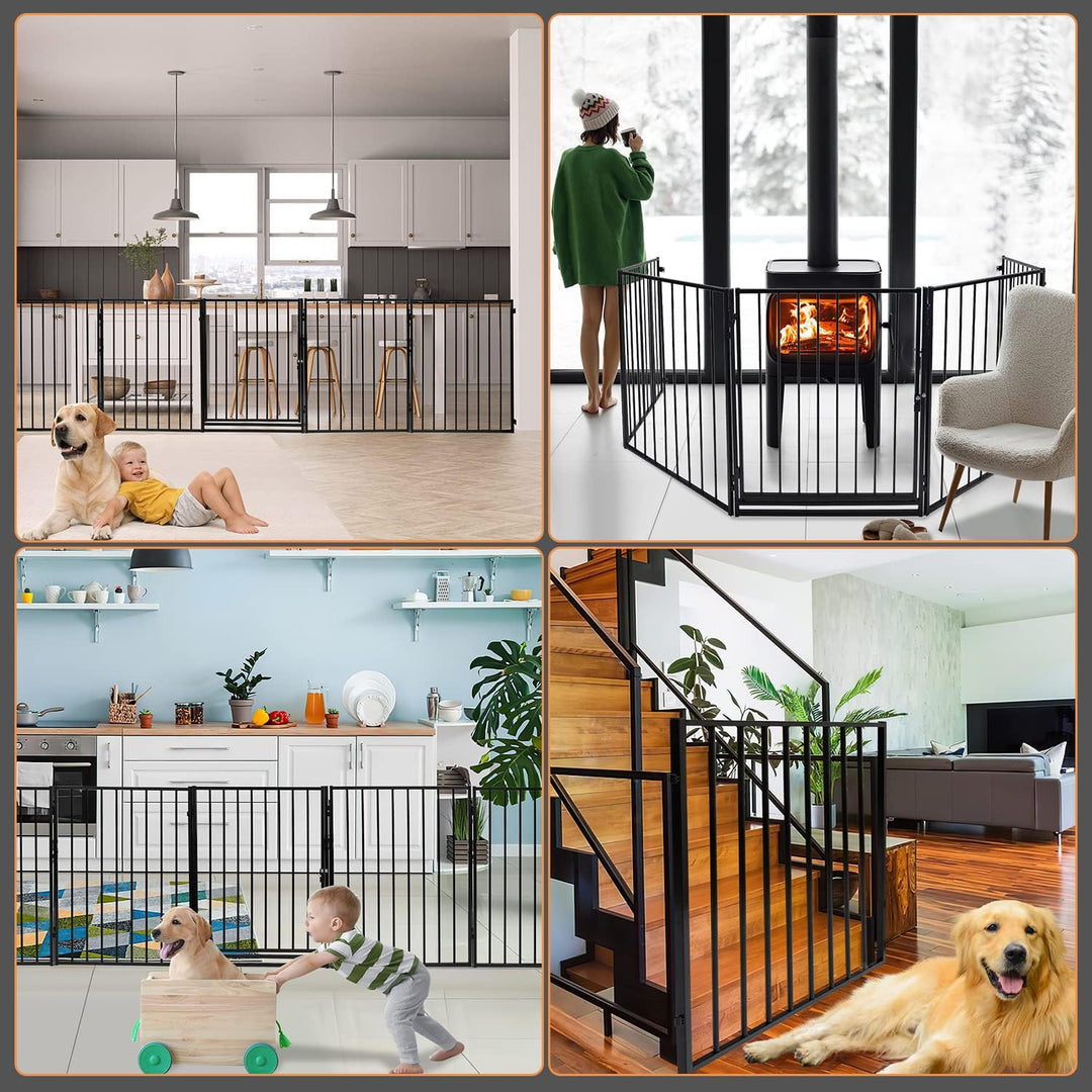 Kaminschutzgitter mit Tür 304 cm Metall Ofenschutzgitter Laufstall Absperrgitter mit Huckepackversch