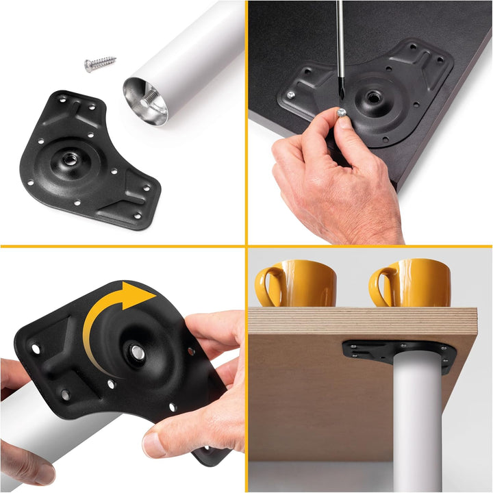 Emuca - Regulierbare Tischbeine Ø60x710mm, 4er Set aus Stahl, regulierbare Höhe 710-730mm, weiss Ø60