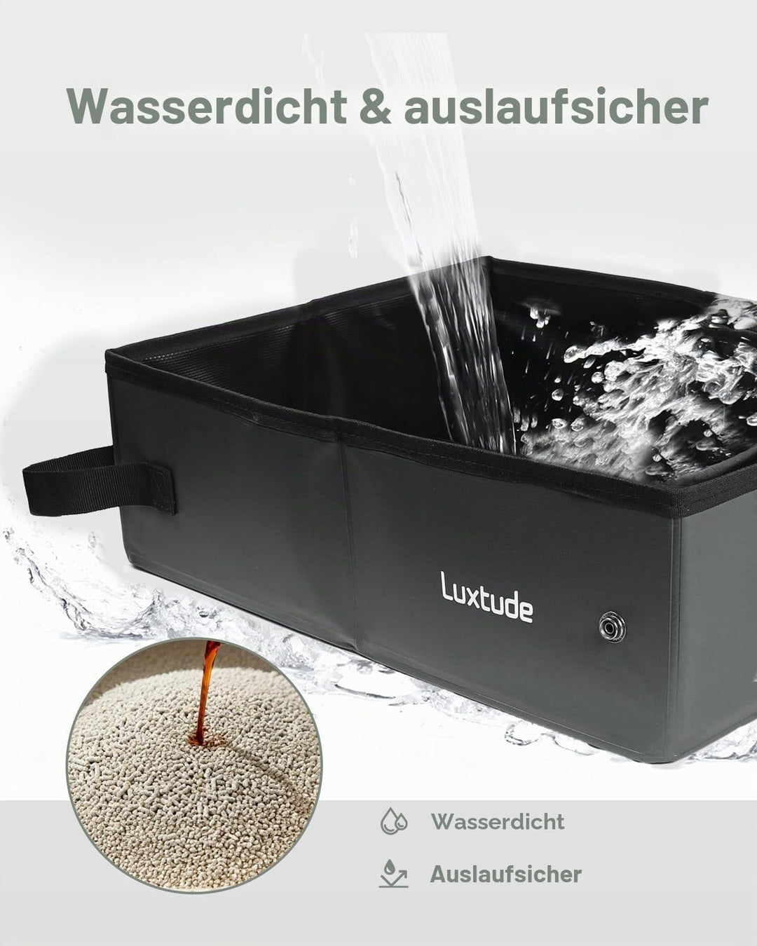Luxtude Portable Litter Box for Cats, Collapsible with Travel Carrying Bag, No Odor and Waterproof f
