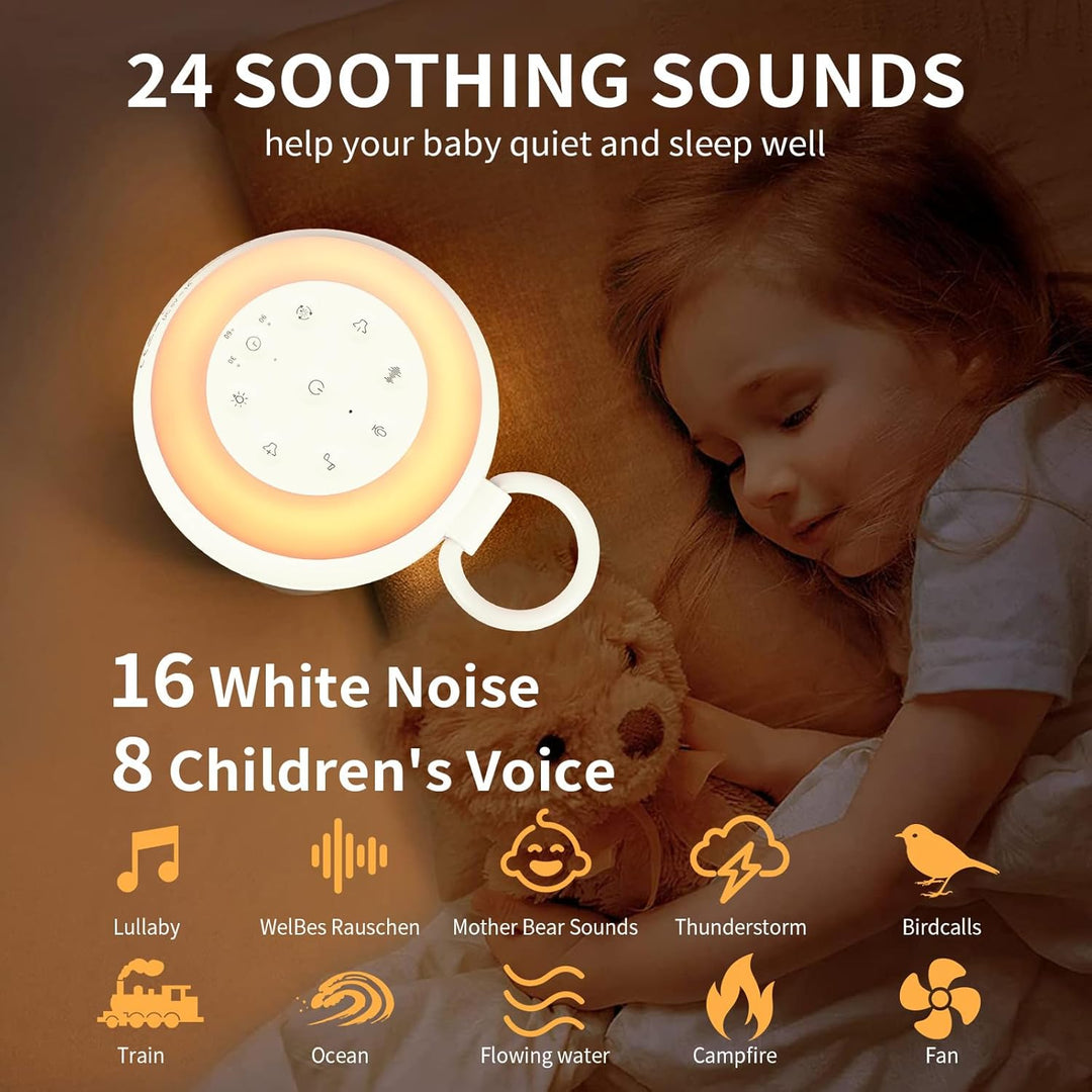 White Noise Machine Baby, GuKKK Tragbare Einschlafhilfe Babys mit Weissem Rauschen&Beruhigende Kläng